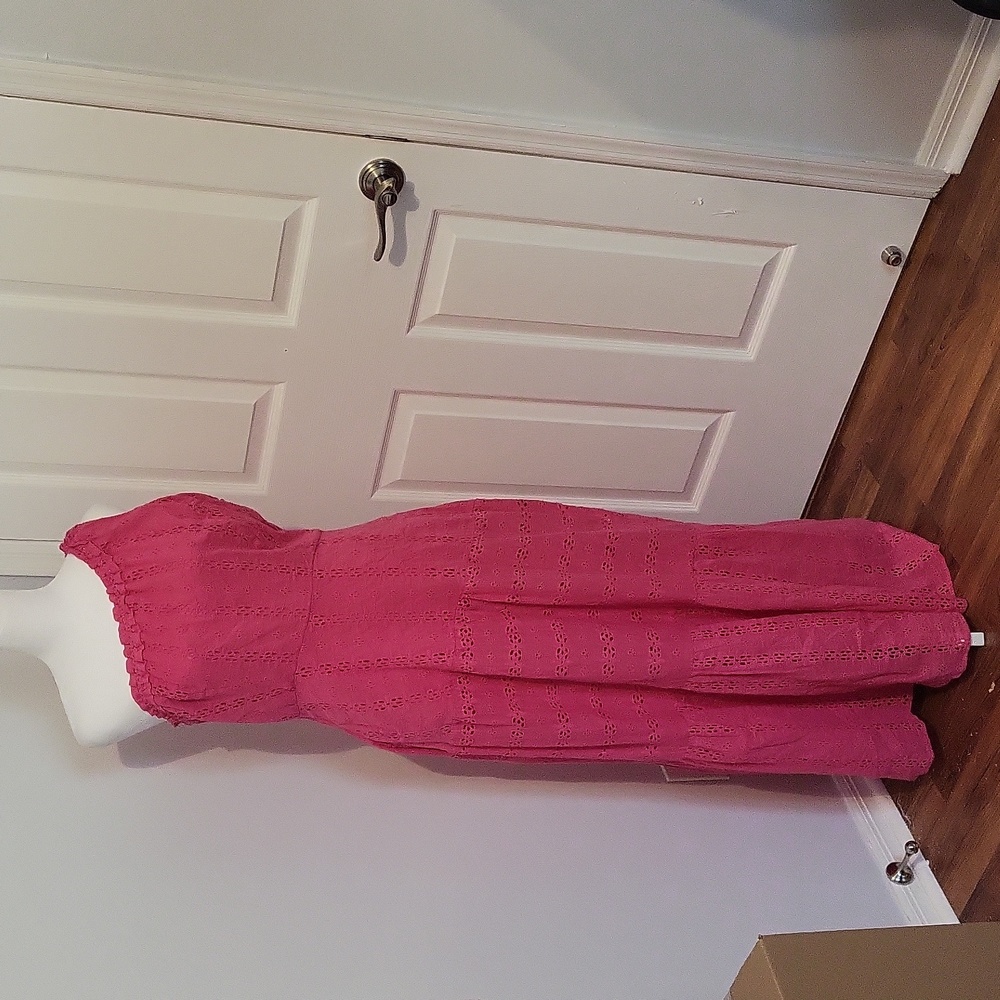 NWT Taylor Pink Eyelet One Shoulder Maxi Dress Size 6